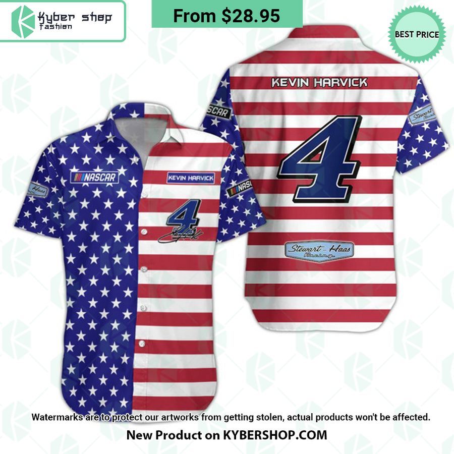 Kevin Harvick NASCAR Racing Independence Day Hawaiian Shirt