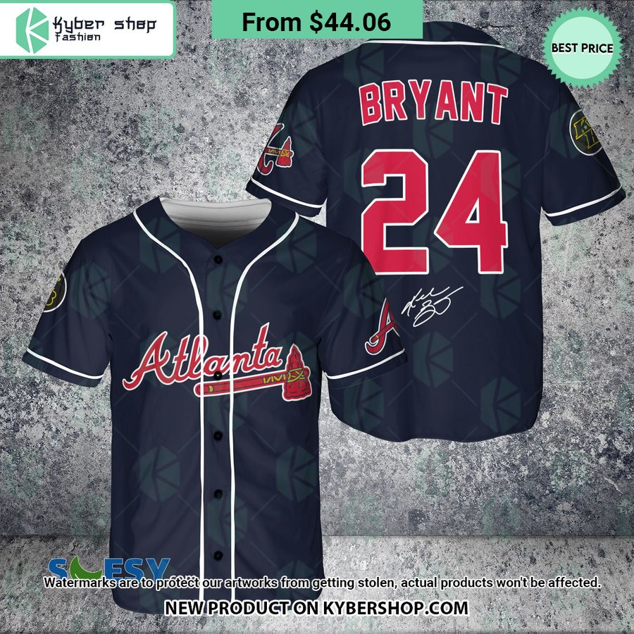 Kobe Bryant 24 Atlanta Braves Navy Baseball Jersey