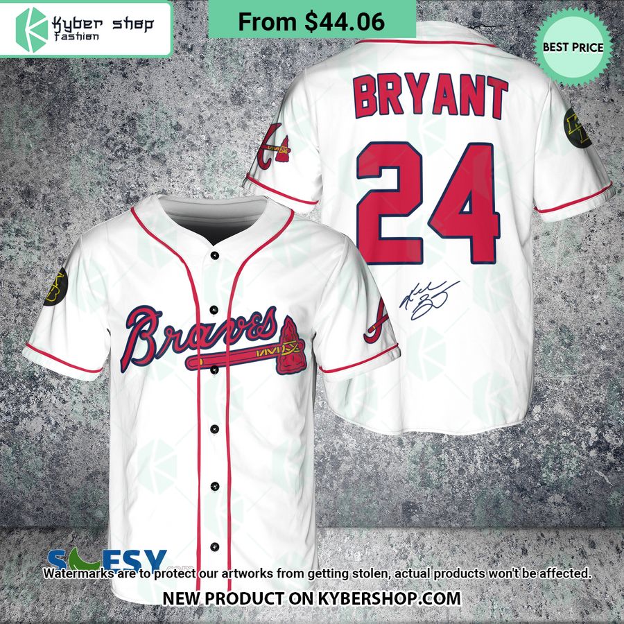 Kobe Bryant 24 Atlanta Braves White Baseball Jersey