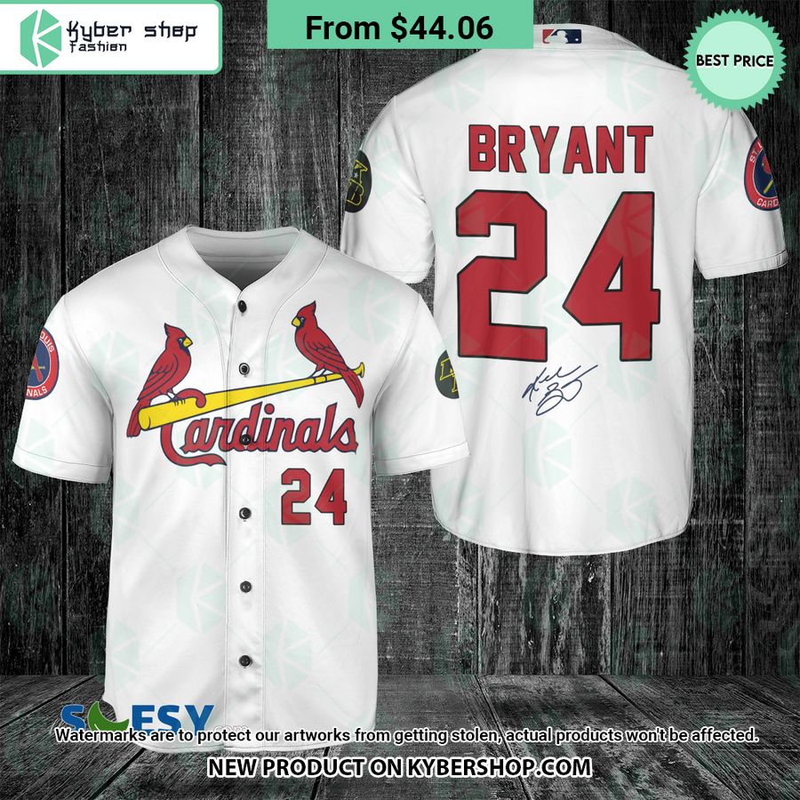 Kobe Bryant 24 St Louis Cardinals White Baseball Jersey