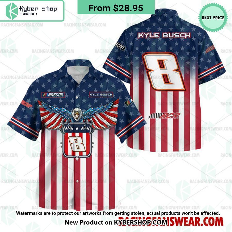 Kyle Busch NASCAR Racing Eagle Independence Day Hawaiian Shirt