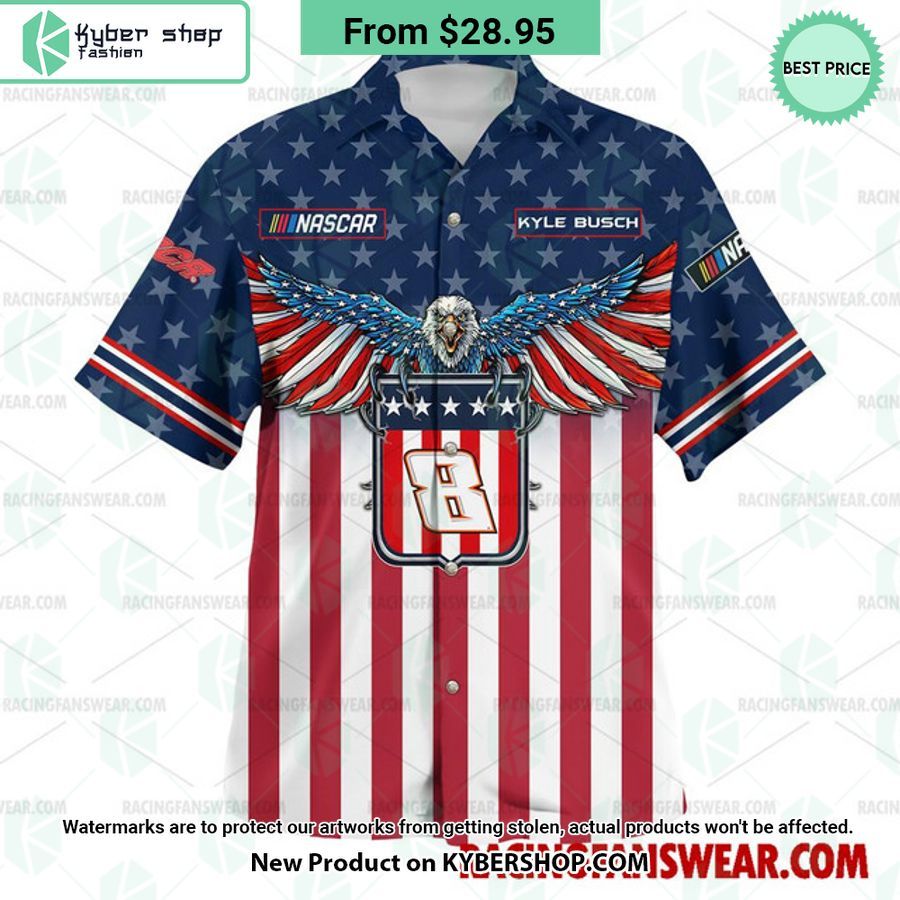 Kyle Busch NASCAR Racing Eagle Independence Day Hawaiian Shirt