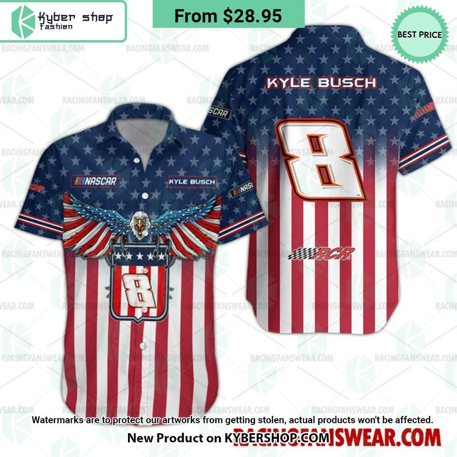 Kyle Busch NASCAR Racing Eagle Independence Day Hawaiian Shirt