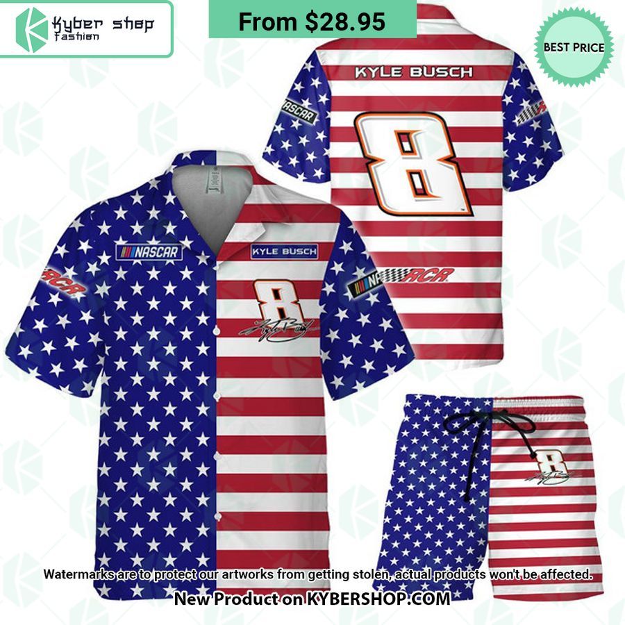 Kyle Busch NASCAR Racing Independence Day Hawaiian Shirt