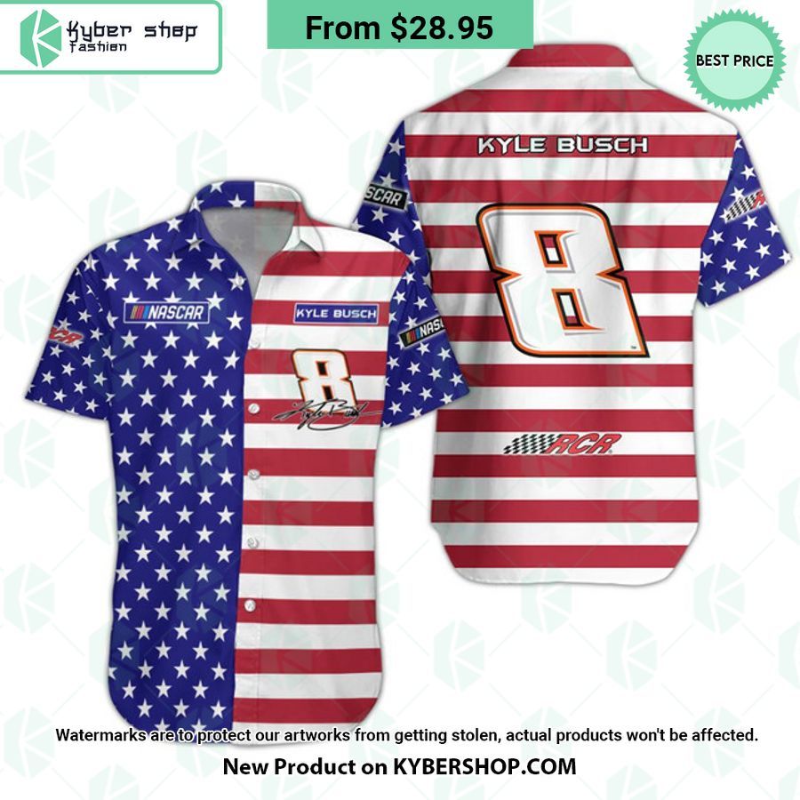 Kyle Busch NASCAR Racing Independence Day Hawaiian Shirt