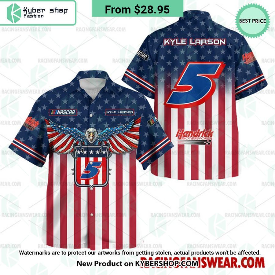 Kyle Larson NASCAR Racing Eagle Independence Day Hawaiian Shirt