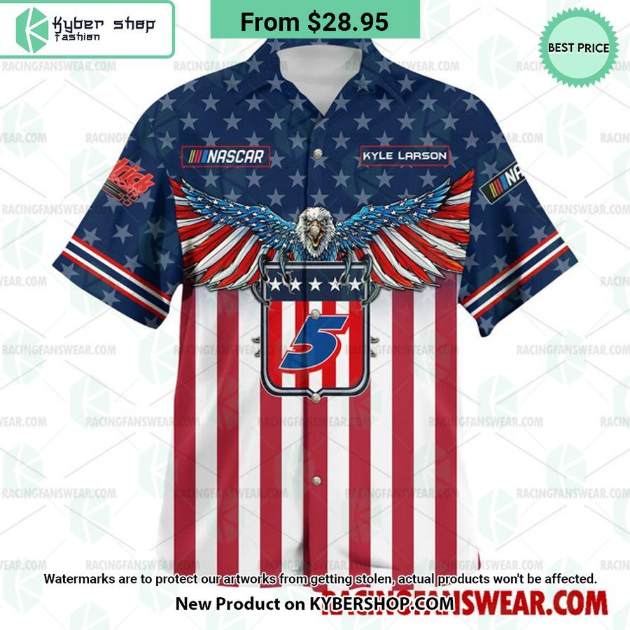 Kyle Larson NASCAR Racing Eagle Independence Day Hawaiian Shirt