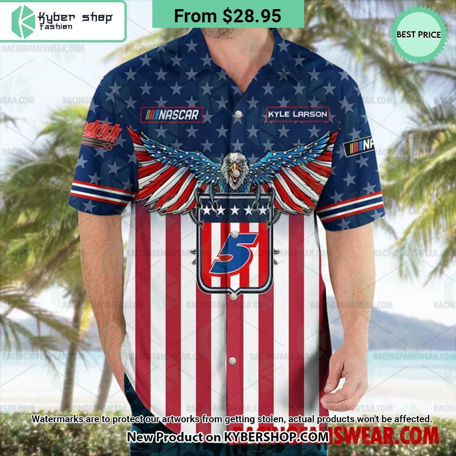 Kyle Larson NASCAR Racing Eagle Independence Day Hawaiian Shirt