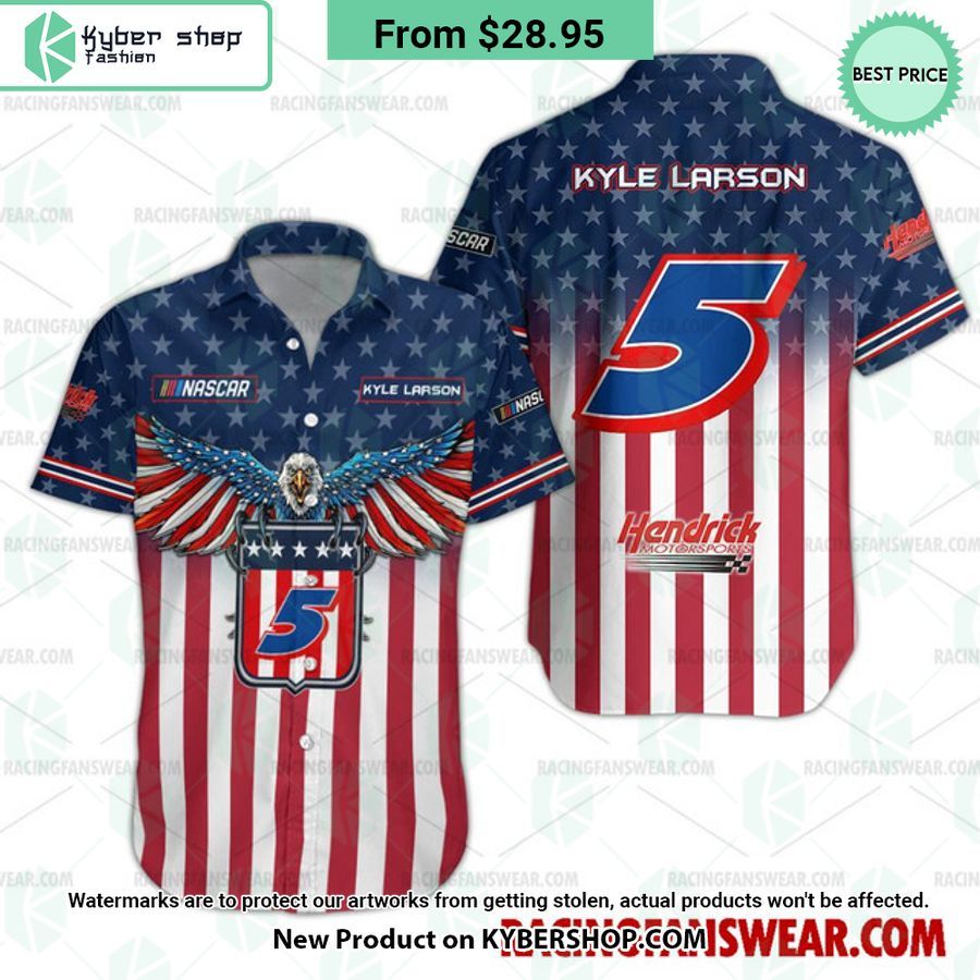 Kyle Larson NASCAR Racing Eagle Independence Day Hawaiian Shirt