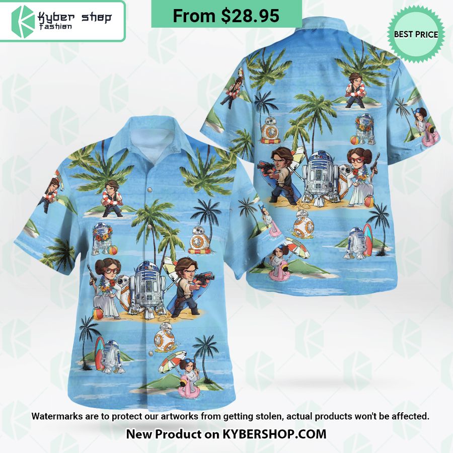 Leia Han Solo BB8 R2D2 Summer Time Hawaiian Shirt Shorts