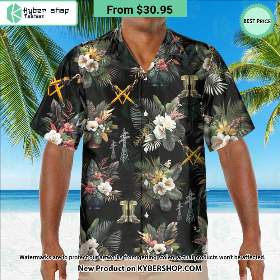 Lineman black Hawaiian Shirt