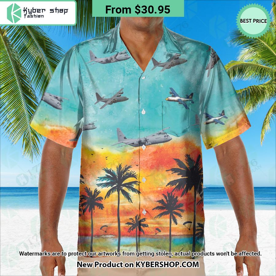 Lockheed C-130 Hercules Sunset Hawaiian Shirt