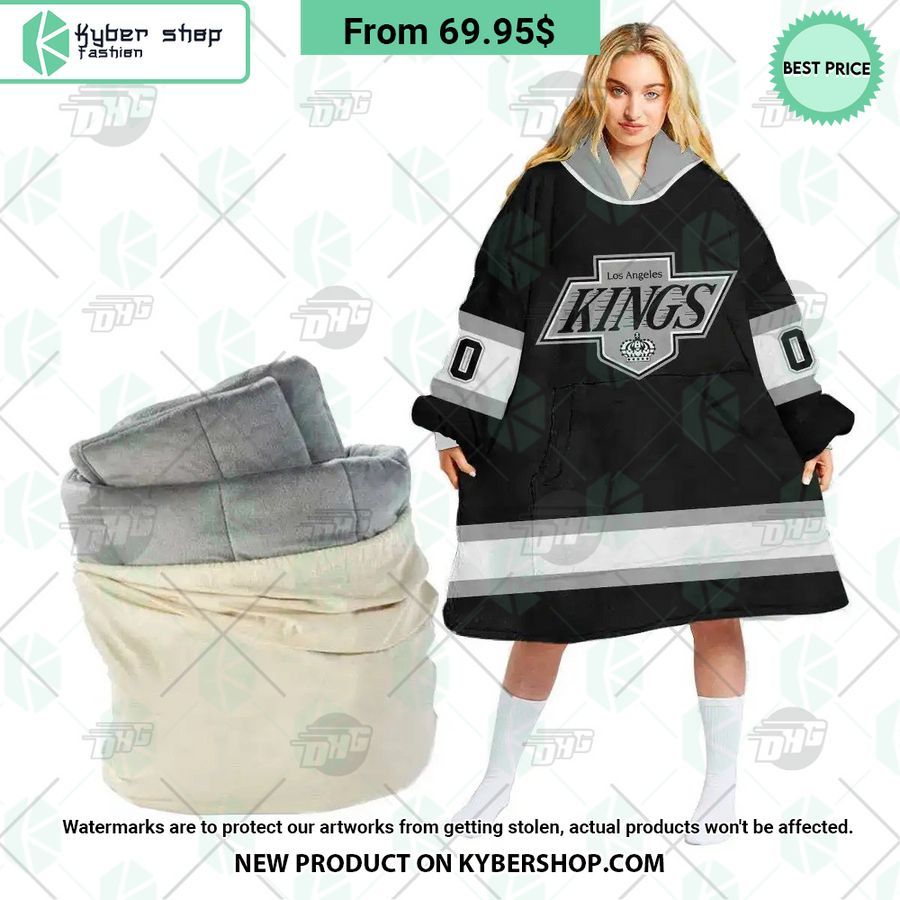 Los Angeles Kings black Hoodie Blanket