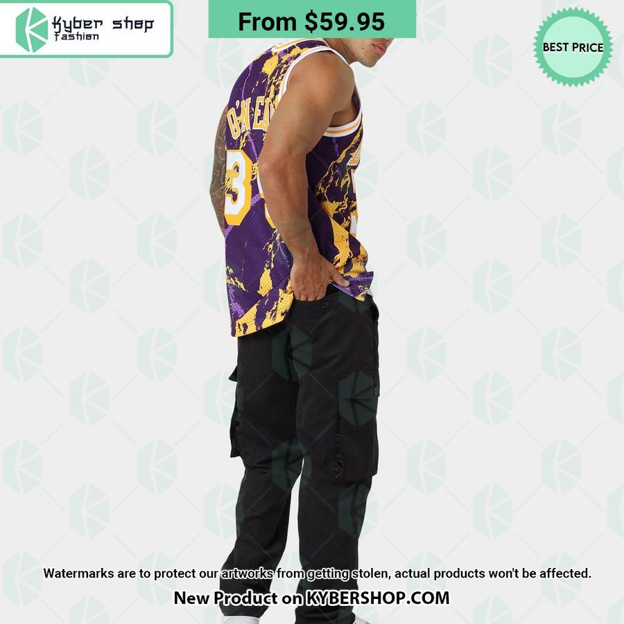 Los Angeles Lakers Shaquille O Neal 34 Marble Purple Basketball Jersey