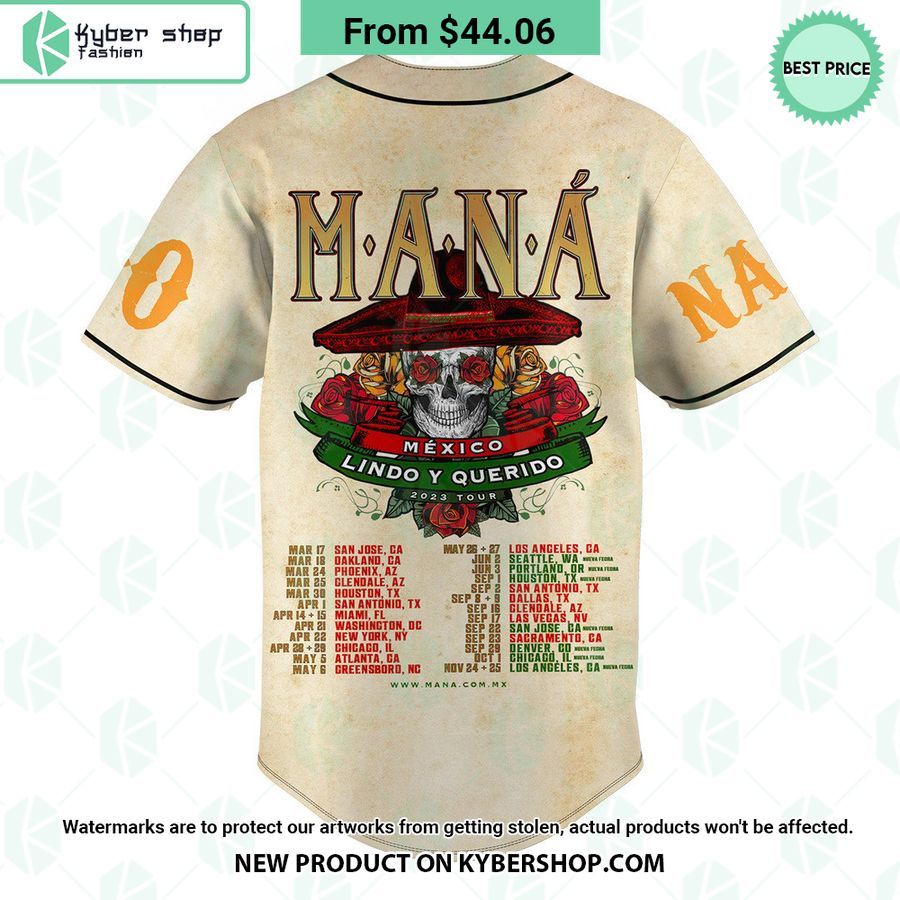 Mana Mexico Lindo Y Querido 2023 Tour CUSTOM Baseball Jersey