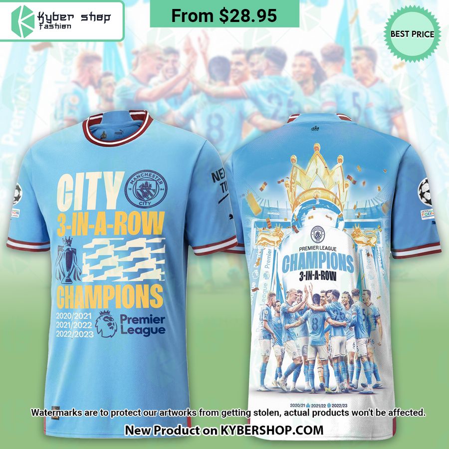 Manchester City Premier League Champions Blue T Shirt