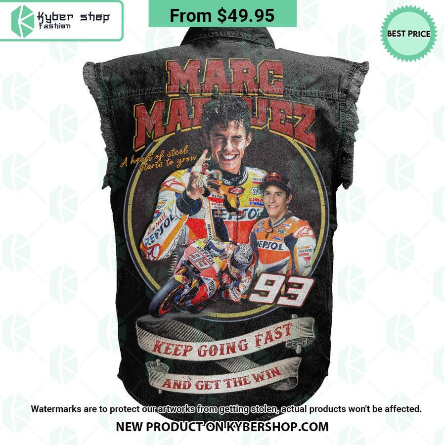 Marc Márquez Keep Going Fast And Get The Win Sleeveless Denim Jacket