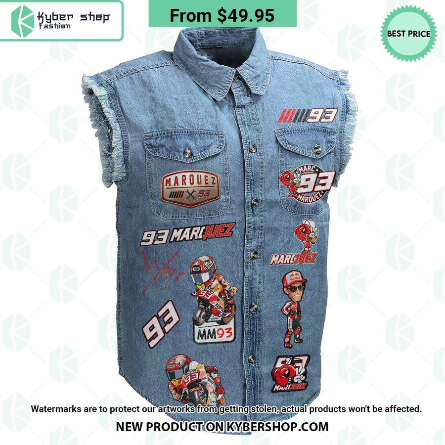 Marc Márquez Keep Going Fast And Get The Win Sleeveless Denim Jacket
