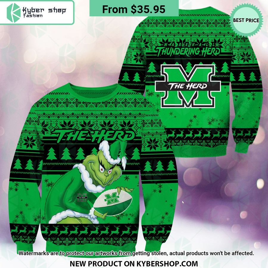 Marshall Thundering Herd Grinch Christmas Sweater