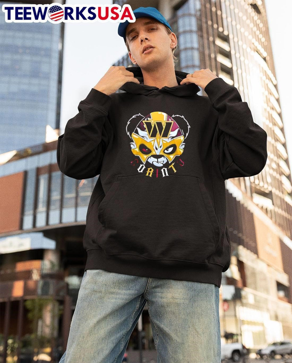 Panda Luchador Wrestling Mask Washington Commanders T-Shirt