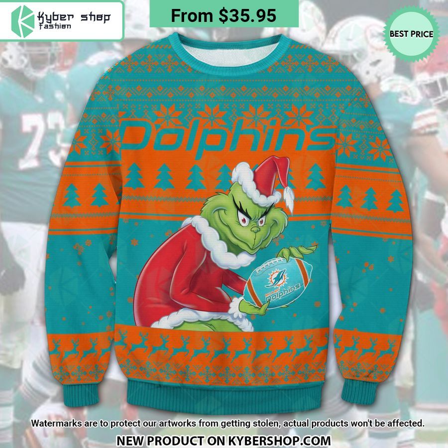 Miami Dolphins Grinch Ugly Christmas Sweater