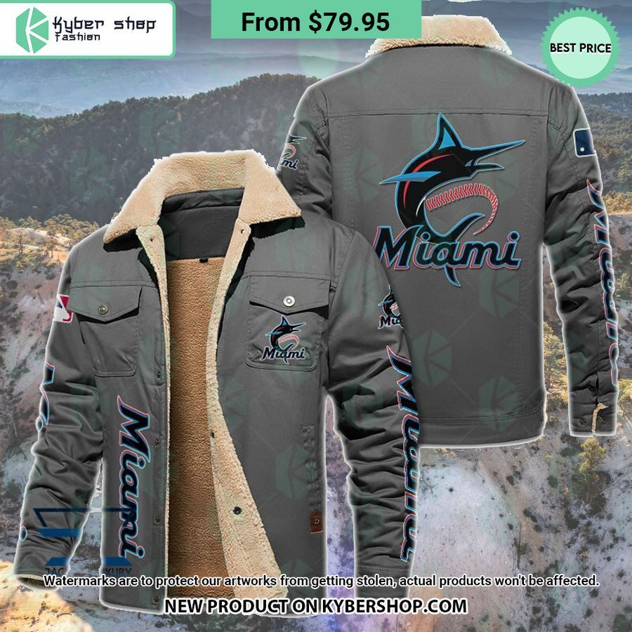 Miami Marlins MLB Fleece Leather Jacket