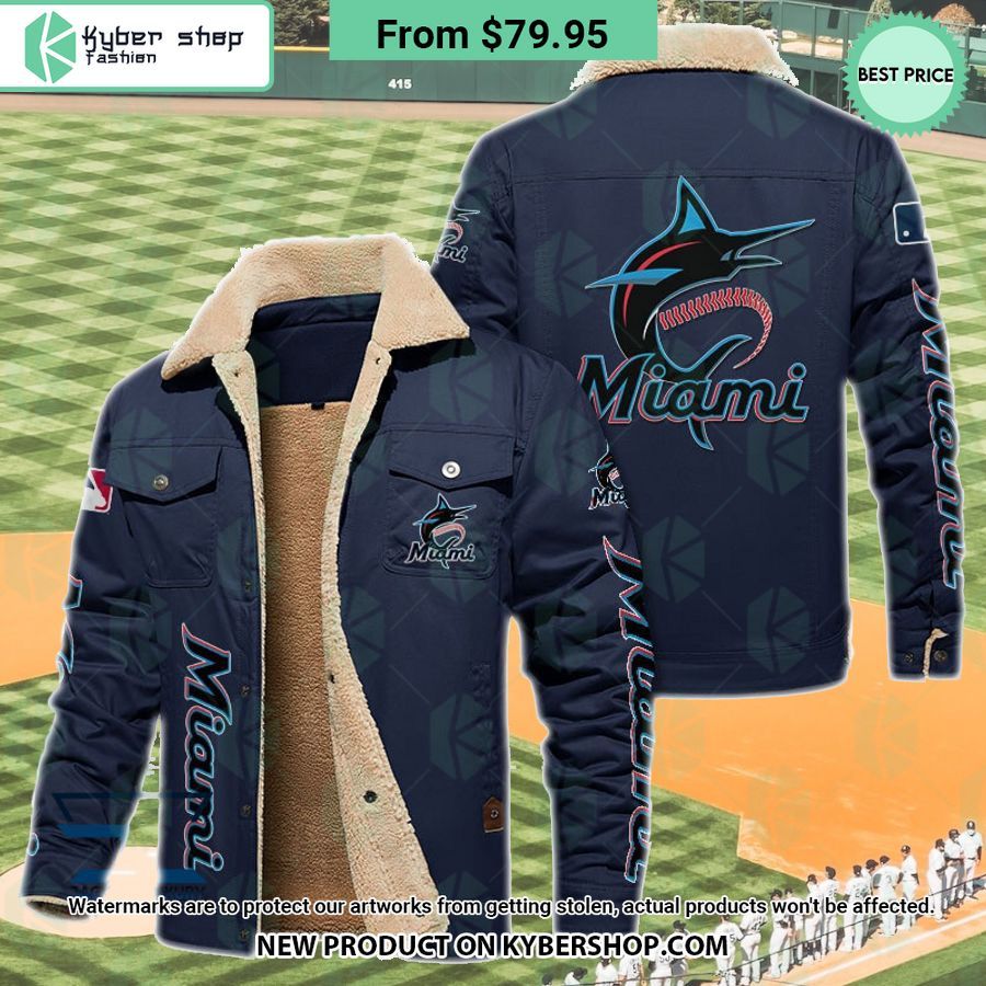 Miami Marlins MLB Fleece Leather Jacket