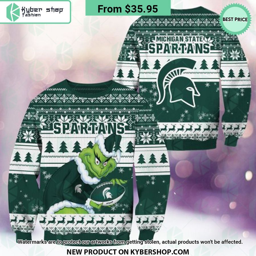 Michigan State Spartans Grinch Christmas Sweater