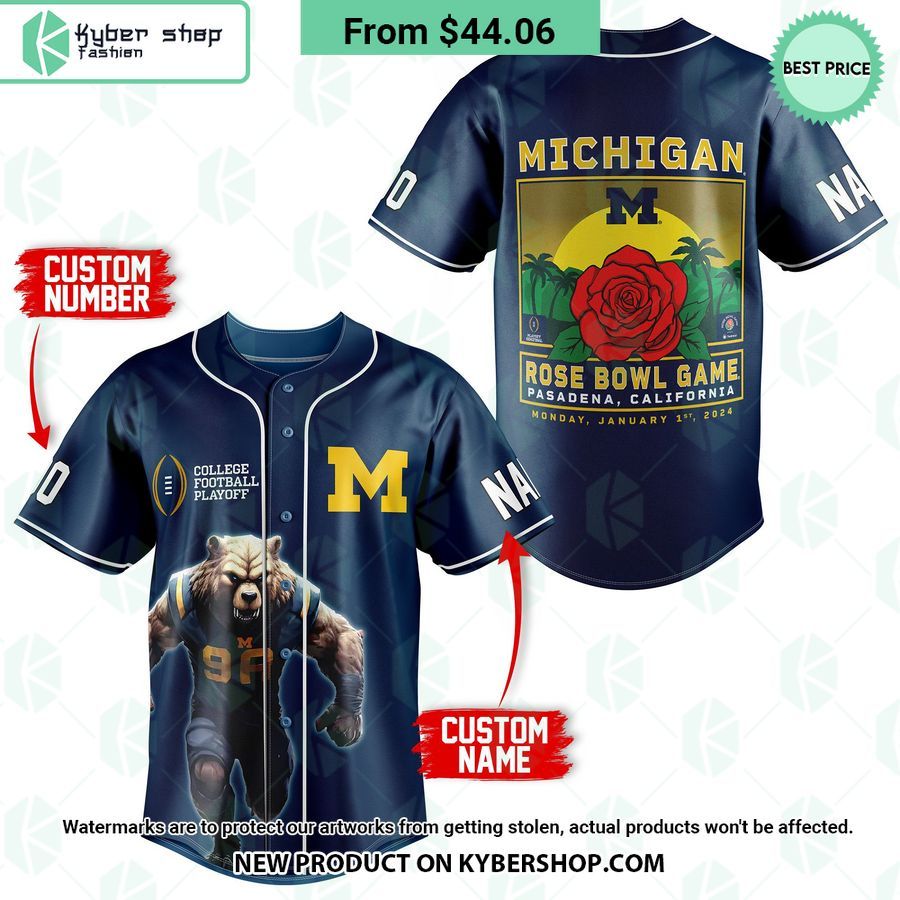 Michigan Wolverines Rose Bowl Game CUSTOM Baseball Jersey