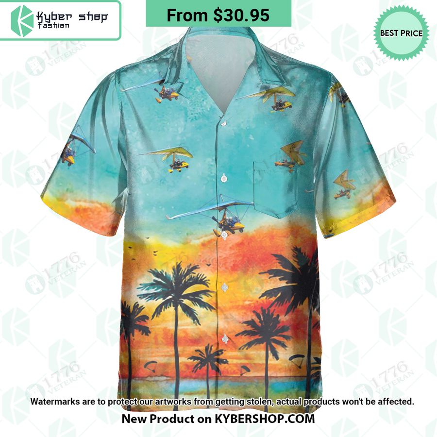 Microlight Aircraft Sunset Hawaiian Shirt