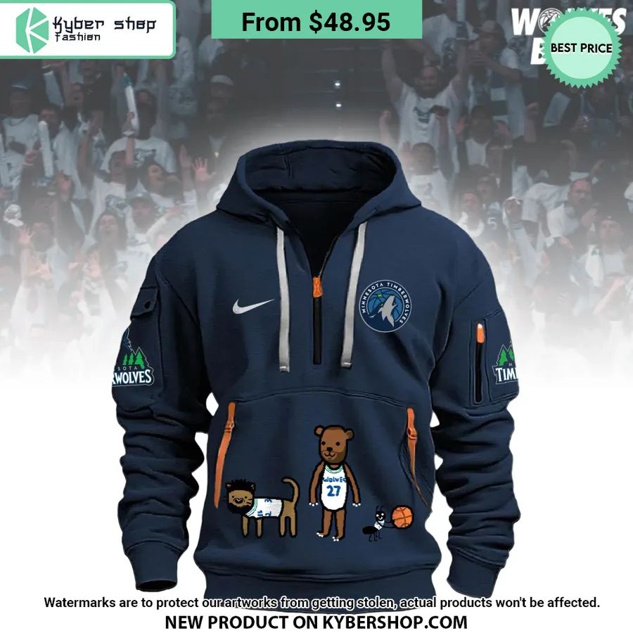 Minnesota Timberwolf Half Zip Heavy Hoodie