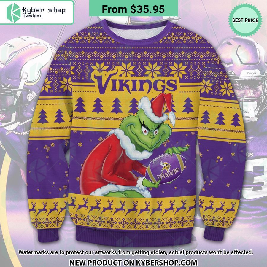 Minnesota Vikings Grinch Ugly Christmas Sweater