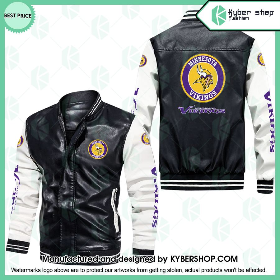 Minnesota Vikings Leather Bomber Jacket