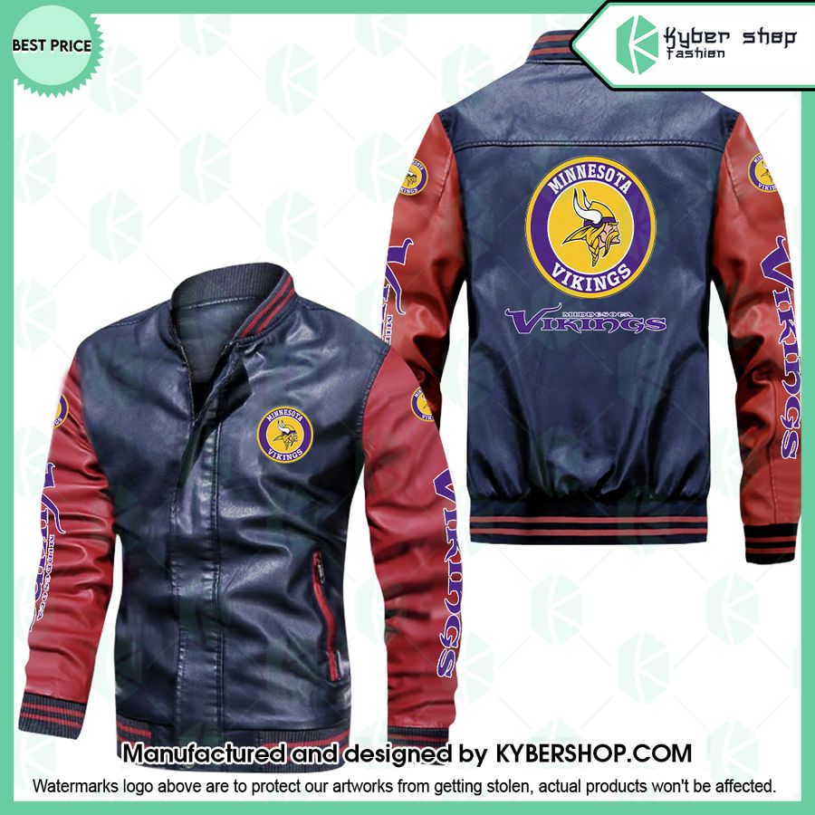 Minnesota Vikings Leather Bomber Jacket