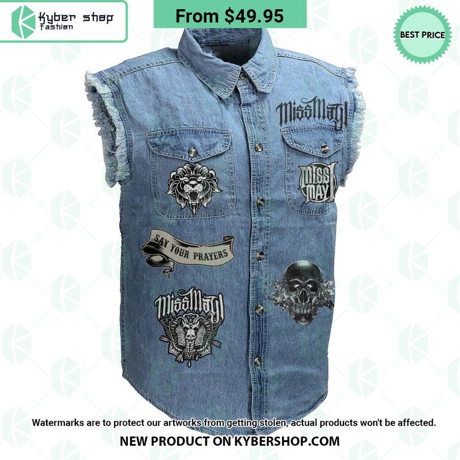 Miss May I Not All Heroes Wear Capes Sleeveless Denim Jacket