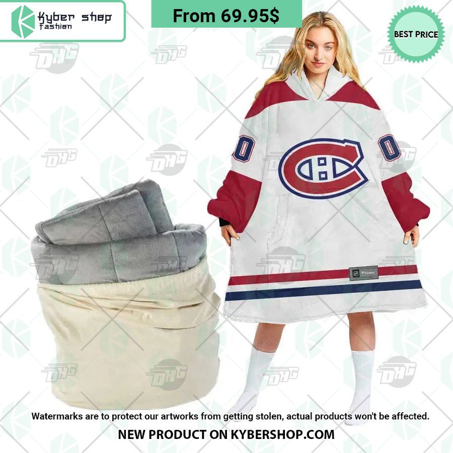 Montreal Canadiens white Hoodie Blanket