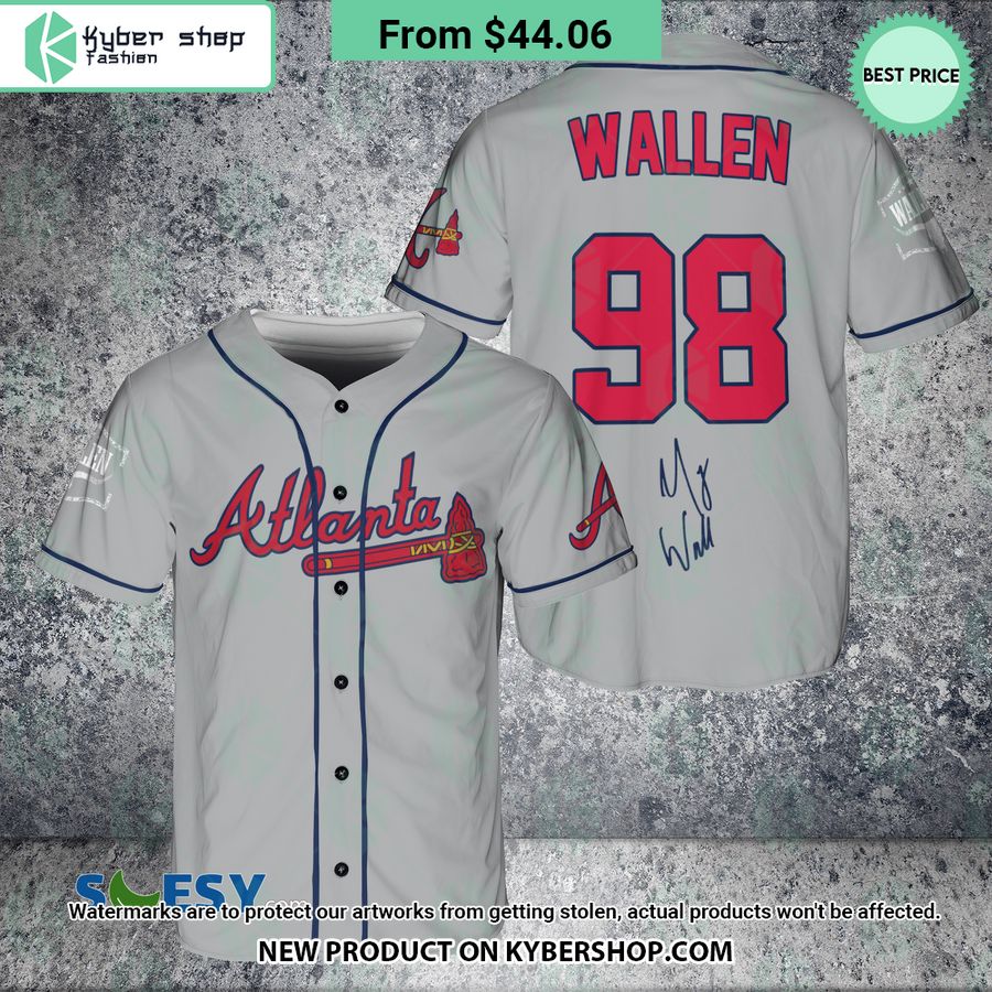 Morgan Wallen 98 Braves Gray Baseball Jersey