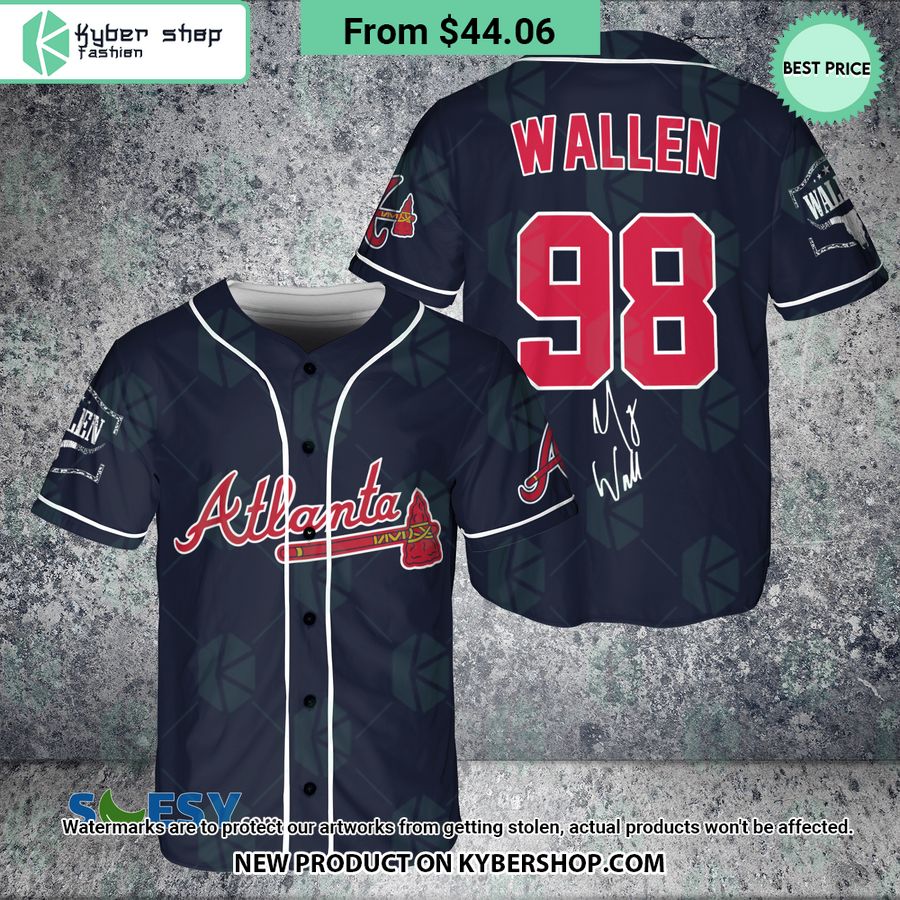 Morgan Wallen 98 Braves Navy Baseball Jersey