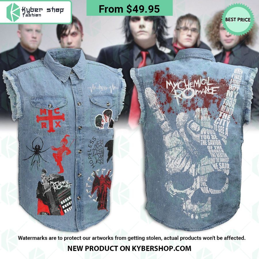 My Chemical Romance Rock Hand Sleeveless Denim Jacket
