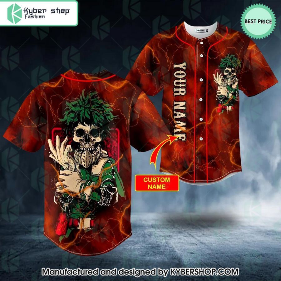 My Hero Academia Midoriya Izuku Skull CUSTOM Baseball Jersey