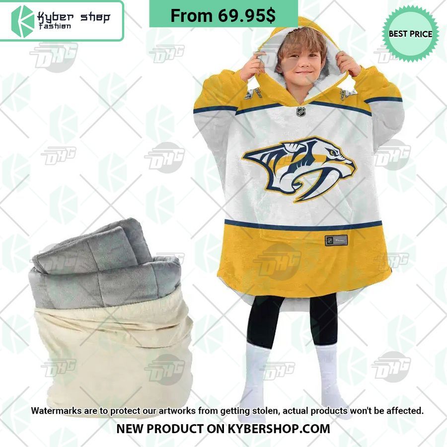 Nashville Predators white Hoodie Blanket