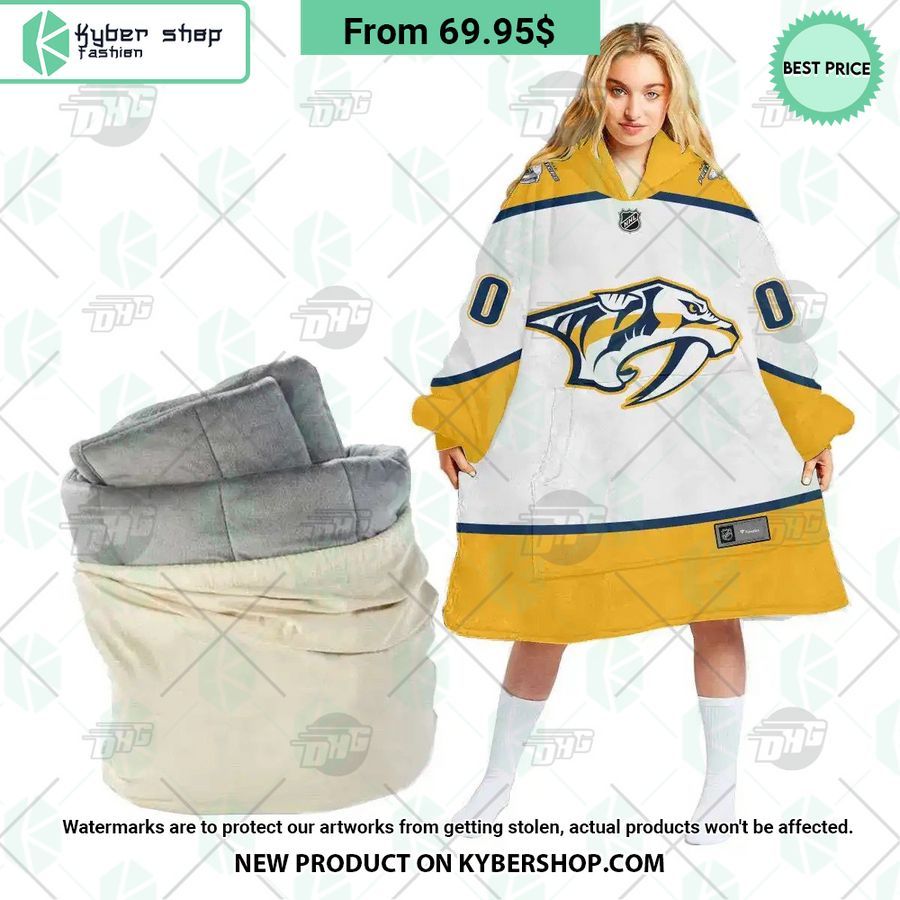 Nashville Predators white Hoodie Blanket