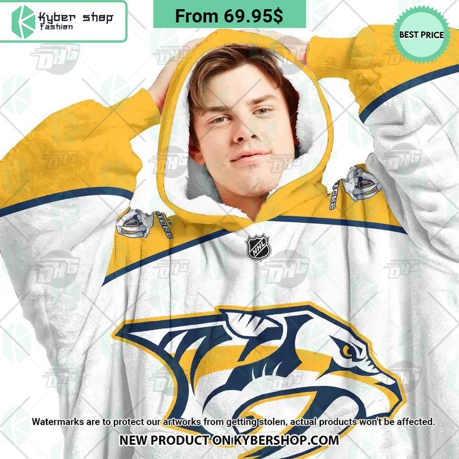 Nashville Predators white Hoodie Blanket