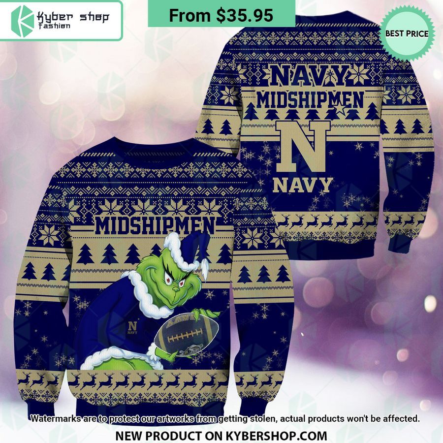 Navy Midshipmen Grinch Christmas Sweater
