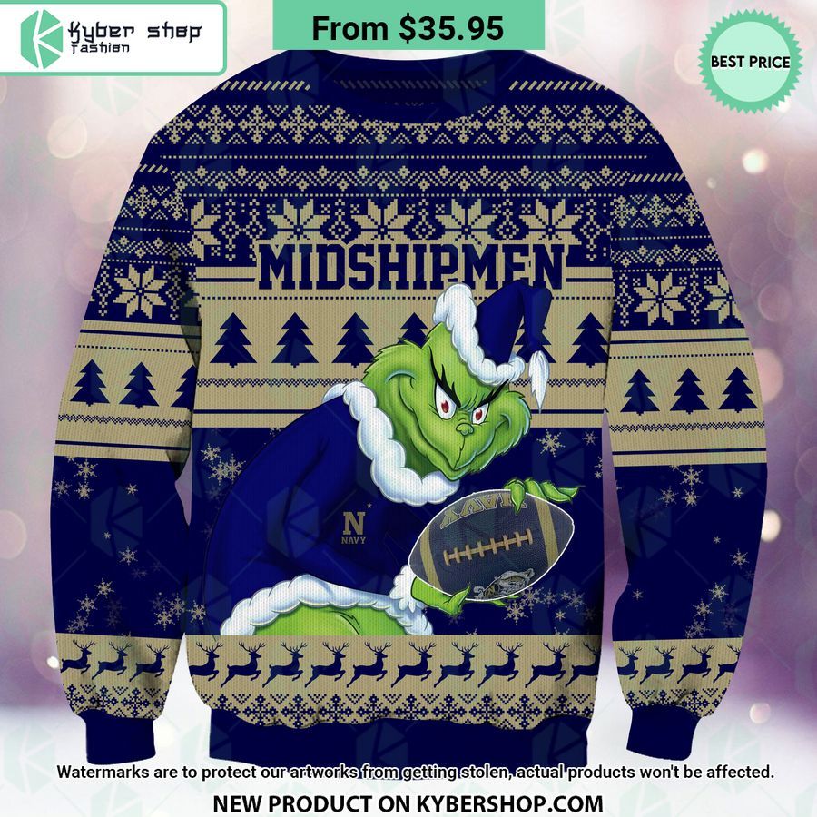 Navy Midshipmen Grinch Christmas Sweater