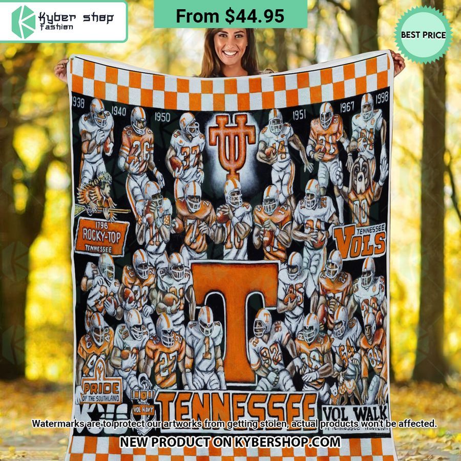 NCAA Tennessee Volunteers Football History Legend Blanket
