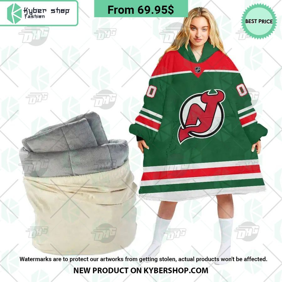 New Jersey Devils green Hoodie Blanket