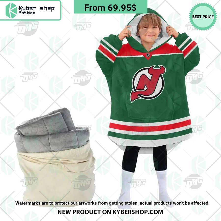 New Jersey Devils green Hoodie Blanket