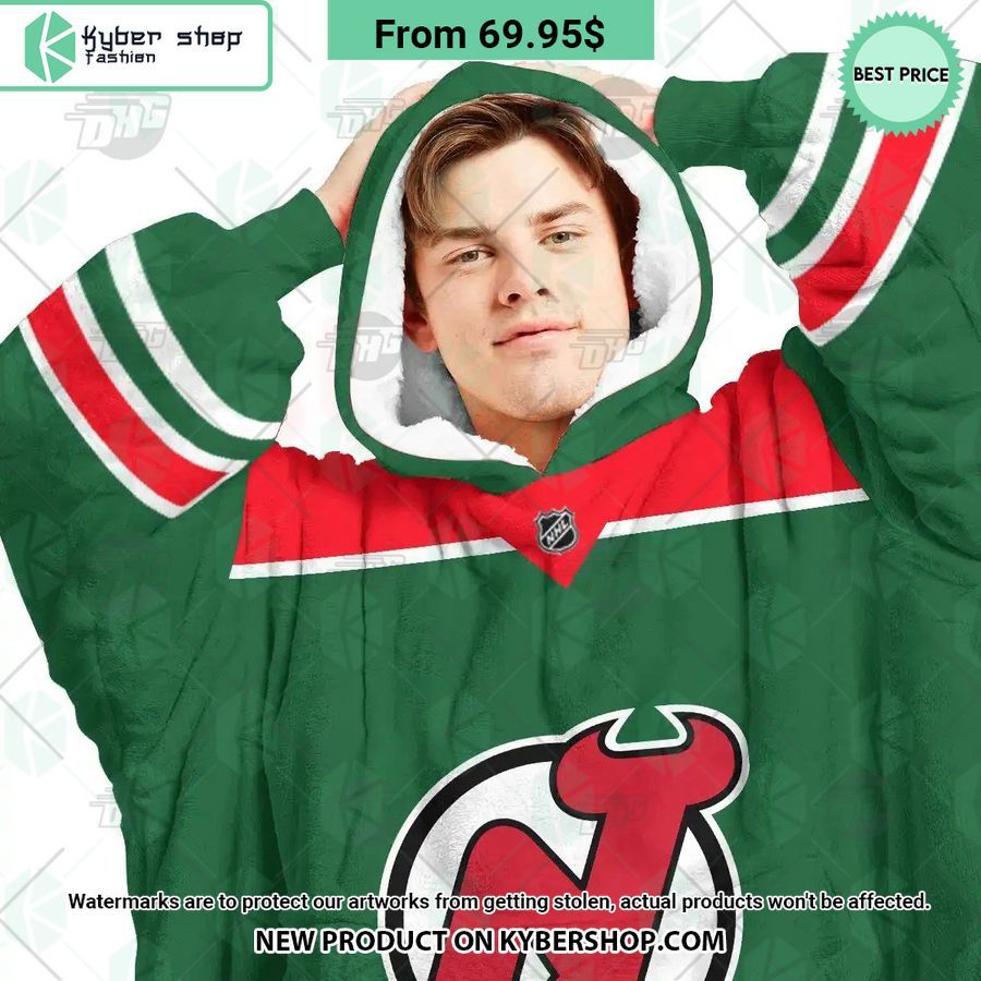 New Jersey Devils green Hoodie Blanket