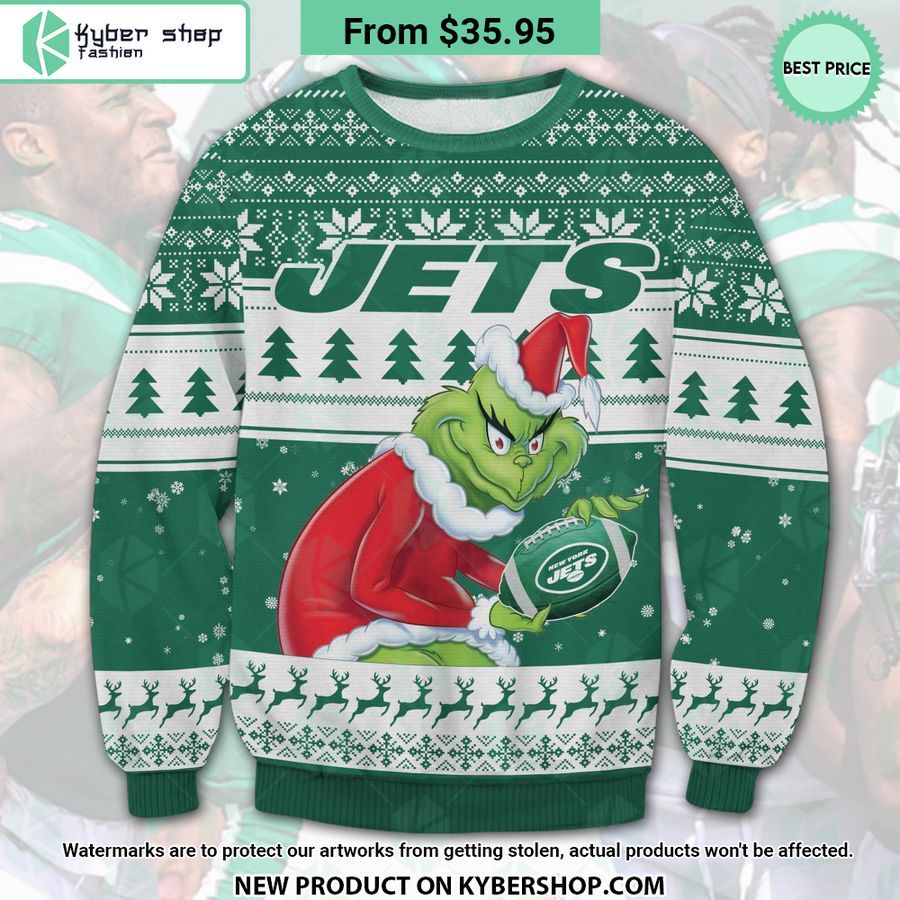 New York Jets Grinch Ugly Christmas Sweater